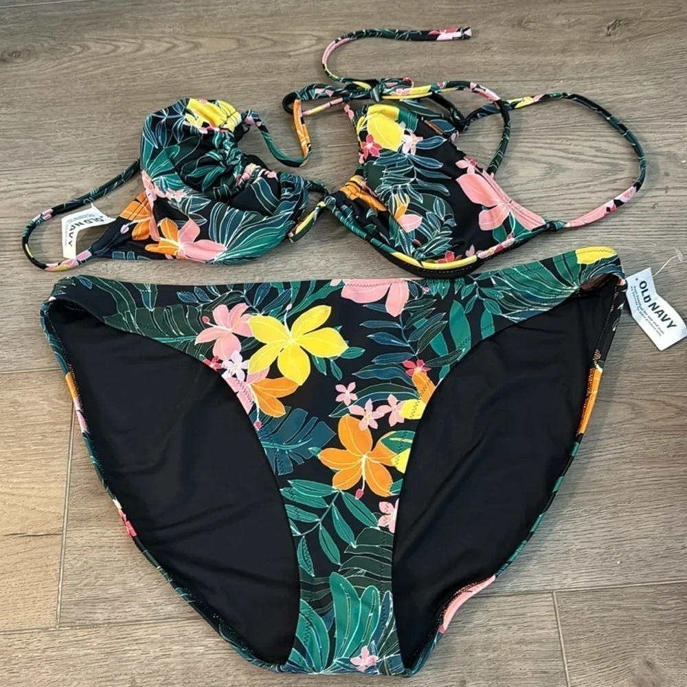 NWT! Tropic Thunder 2pc String Bikini Swim Top & Matching Bottom - Size XL🌻